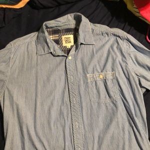 Blue and white striped dress shirt.